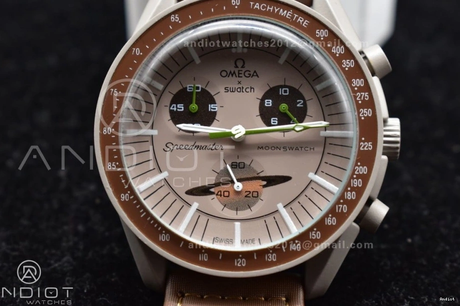 Nylon To Bioceramic Saturn On Mission X Swatch Moonwatch Strap Omega Quartz 0101